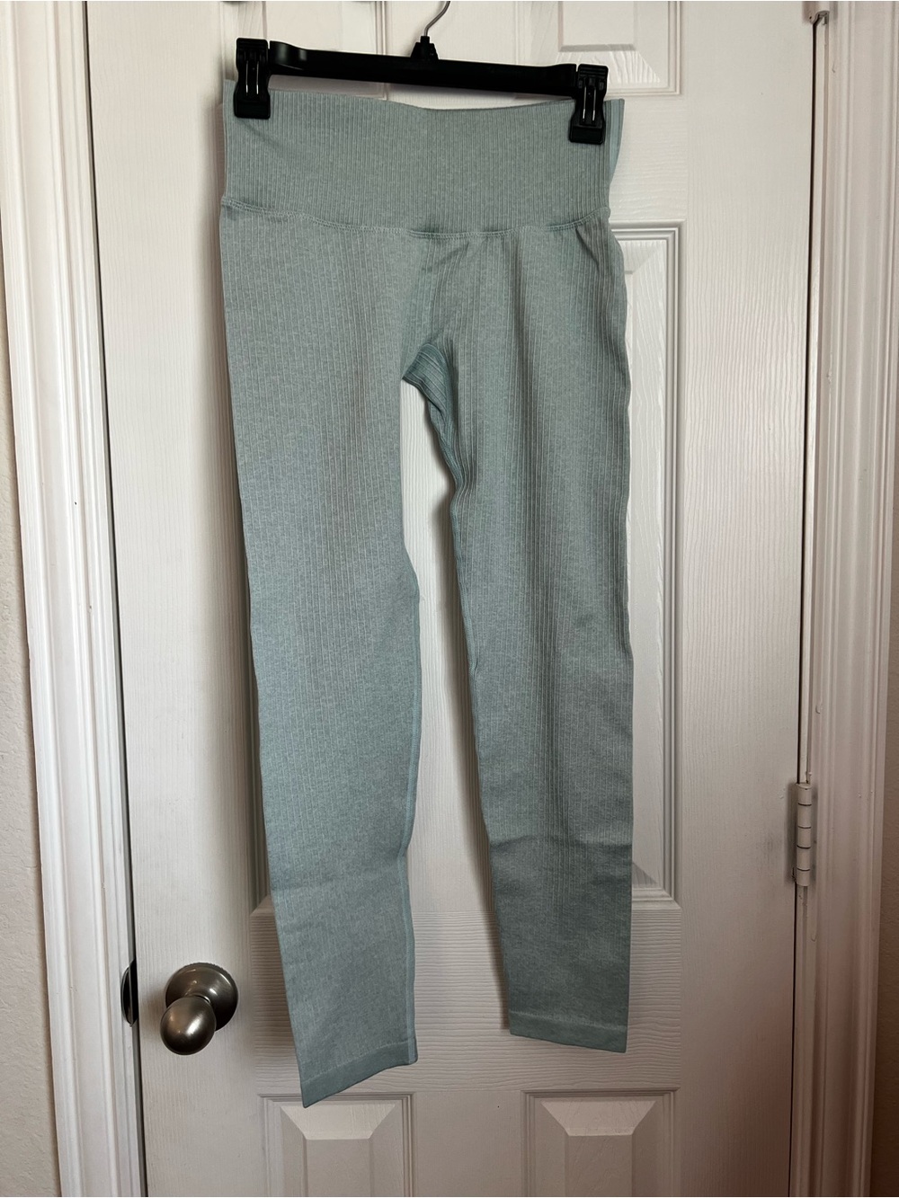 Ribbed High-Waist Leggings in Light blue